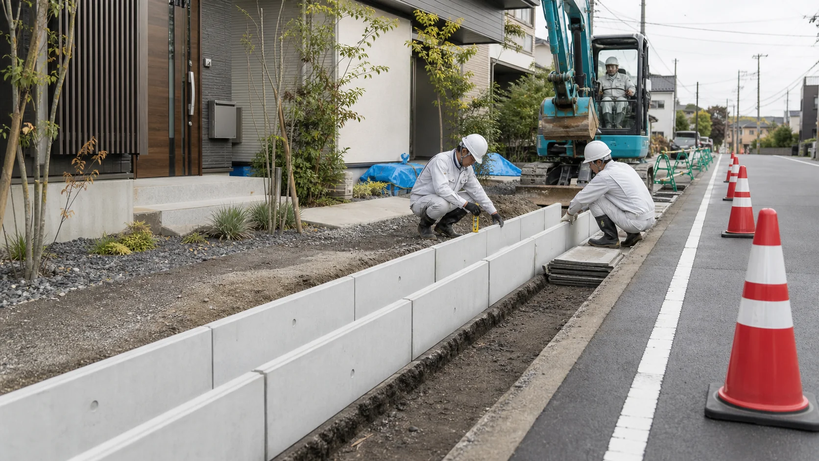 道路側溝設置の公共土木工事